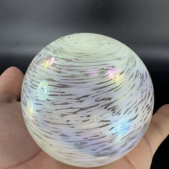 Vintage Venetian Glass Paperweight Figure Italian Glass Iridescent White Swirl - Picture 8 of 13